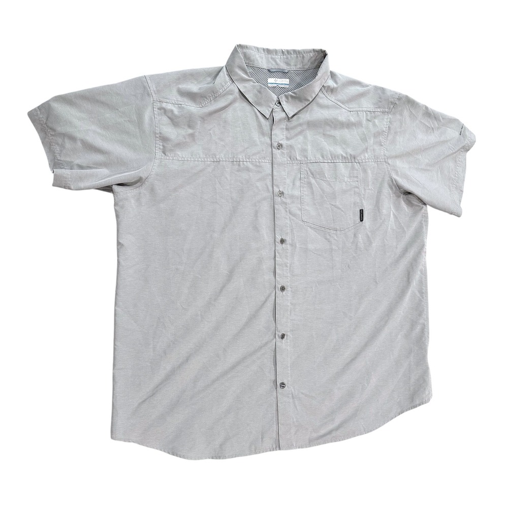 Columbia Mens Gray Short Sleeve Vented Fishing Hiking Outdoor Button Shirt XXL